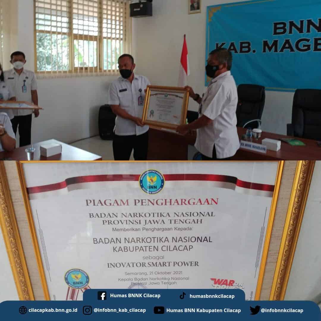 BNN Kabupaten Cilacap Mendapat Penghargaan dari BNN Provinsi Jawa Tengah Sebagai Inovator Smart Power