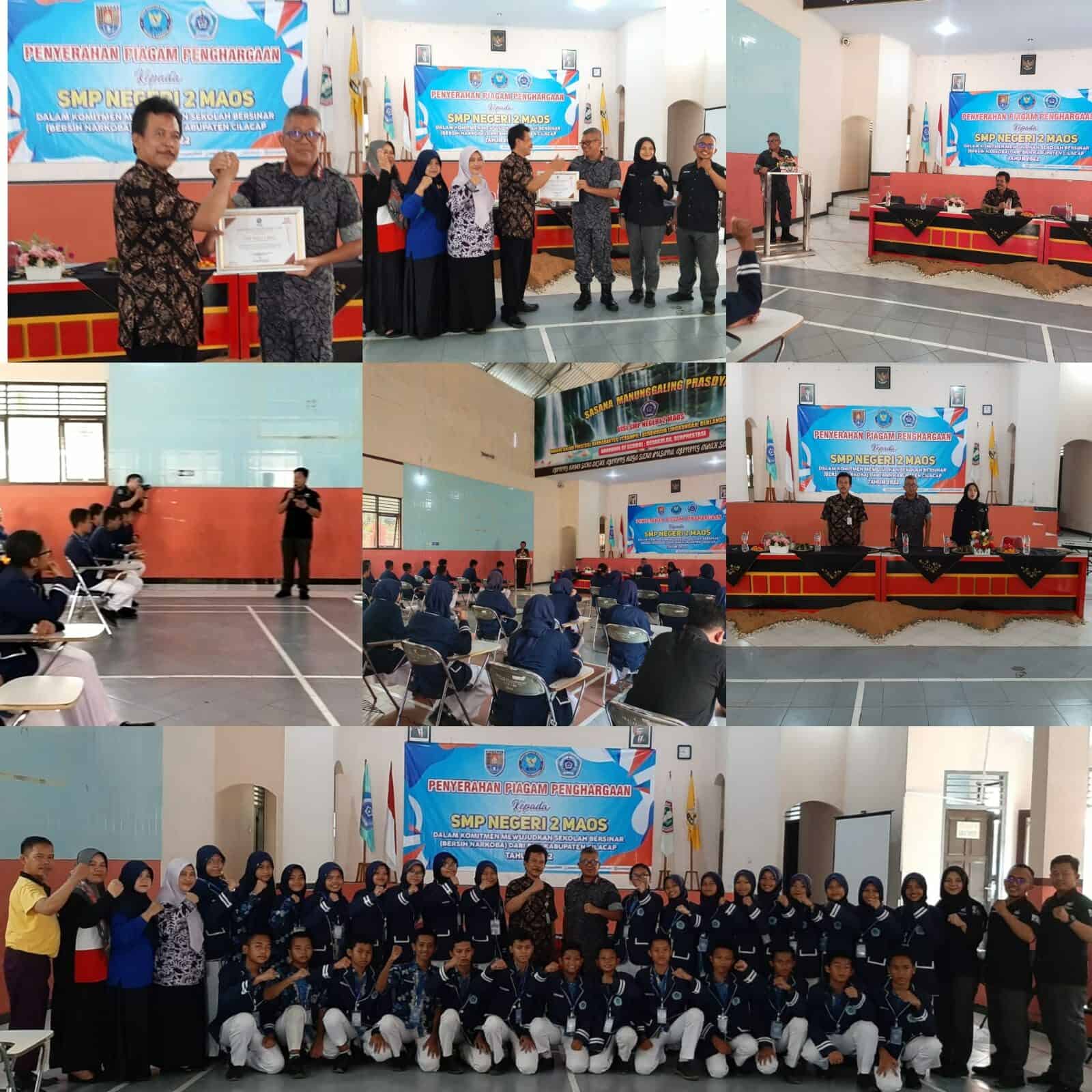 Penyerahan Piagam Penghargaan Kepada SMP N 2 Maos atas Komitmen Mewujudkan Sekolah Bersinar (Bersih Narkoba) Penyerahan Piagam Penghargaan Kepada SMP N 2 Maos atas Komitmen Mewujudkan Sekolah Bersinar (Bersih Narkoba)